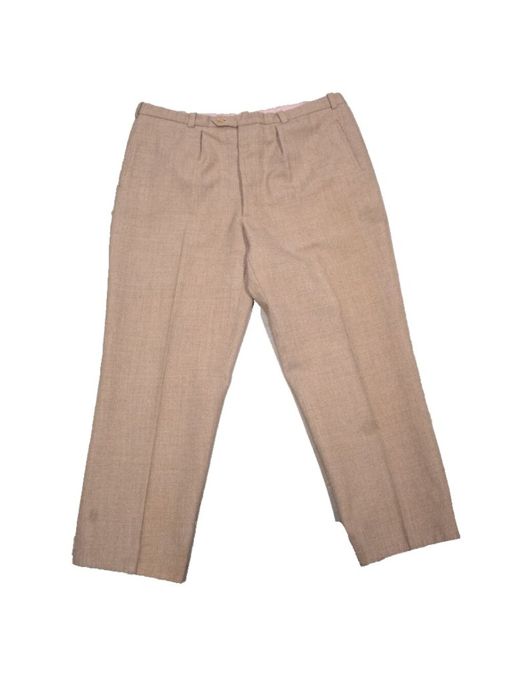 Vintage 1910s-1920s Mens Trouser Wool Dress Pants Handmade Beige 36x27.5